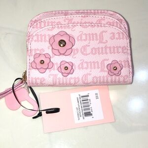 Juicy Couture Gothic Status Flamingo Pink Juicy Bouquet Mini Compact Wallet NWT